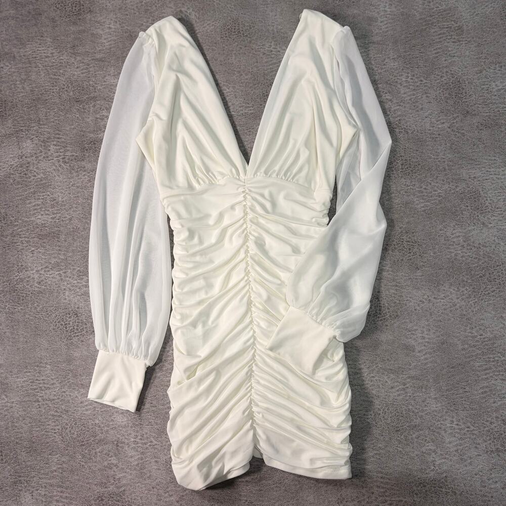 Windsor White Ruched Bodycon Mini Dress